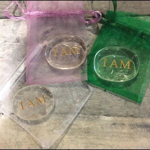 Clear quarts Palm Affirmation stone
